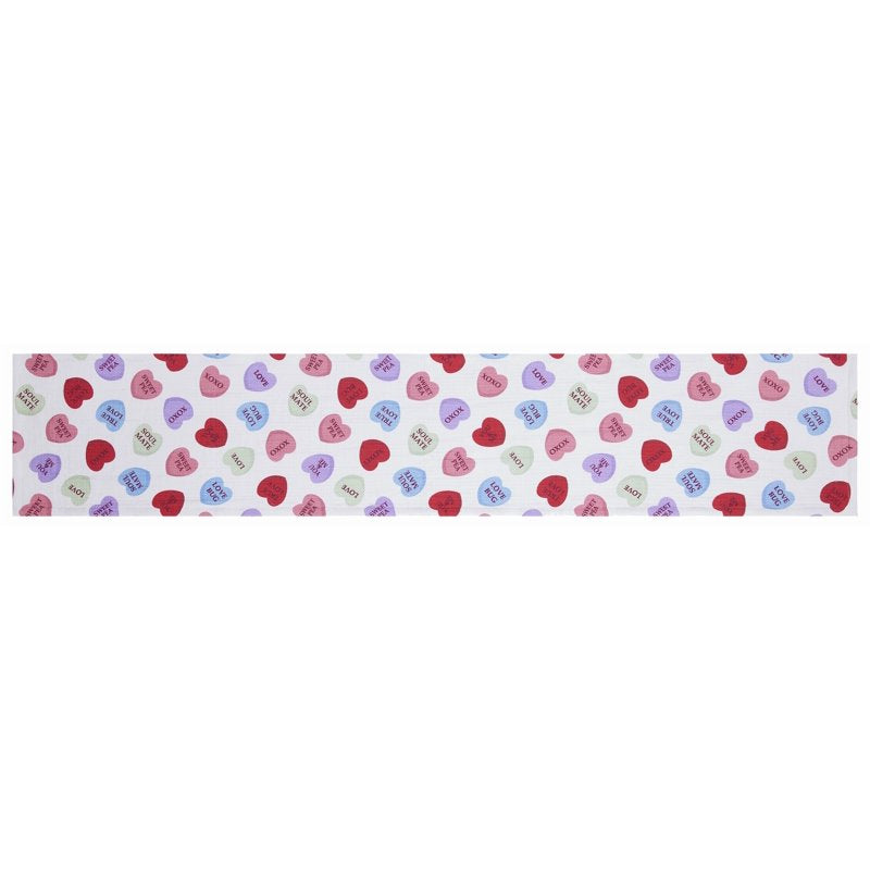 Conversation Hearts Table Runner - 14" x 90" - Cotton