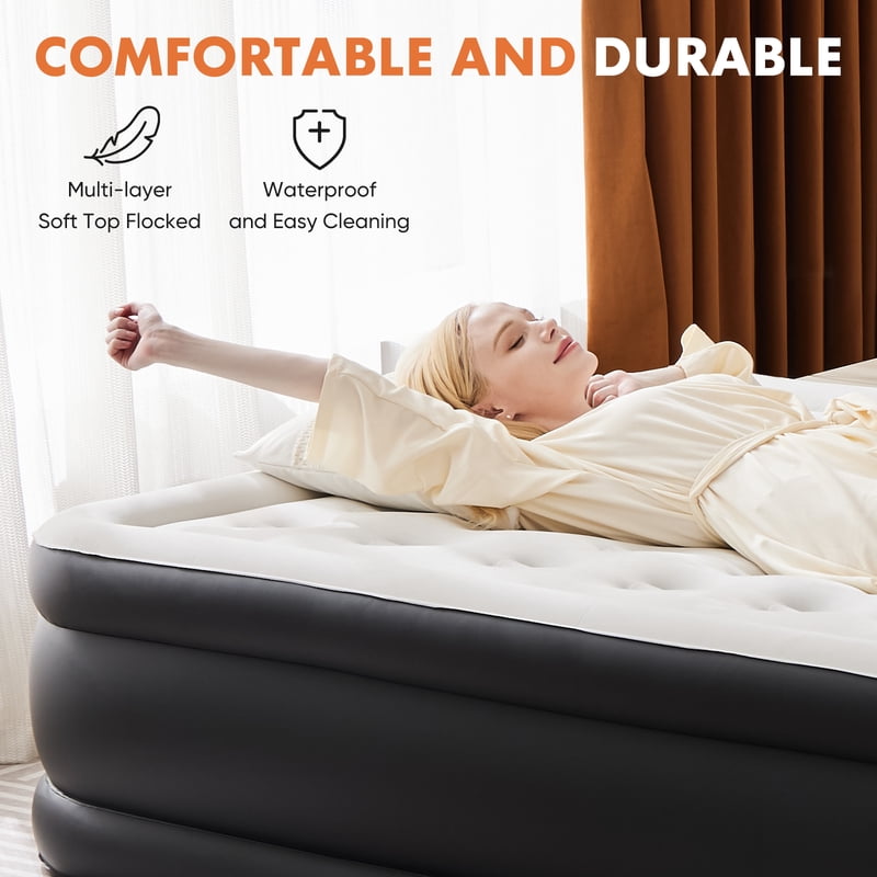16-Inch Twin Air Mattress Bed with Built-In Pump - Portable for Camping & Guests
