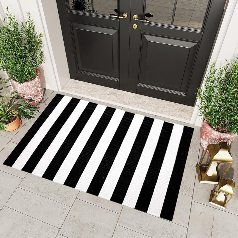 Outdoor Fall Rug Halloween Thanksgiving Doormat 15.7x23.6in Black Layered Entrance Mat