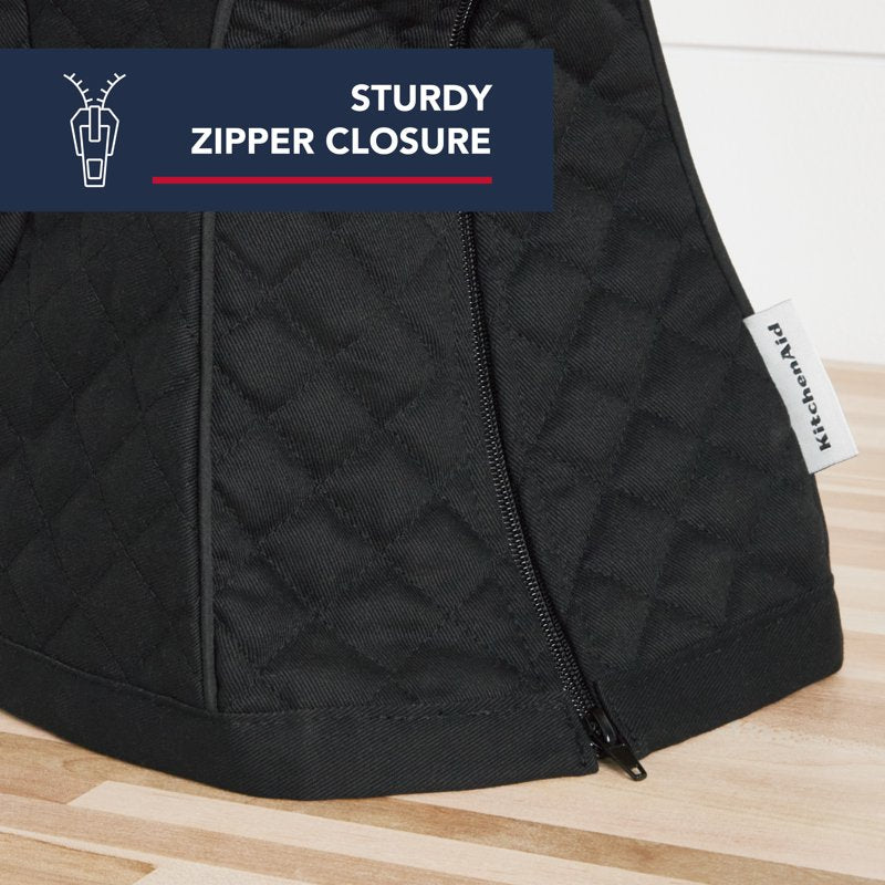 Fitted Tilt-Head Stand Mixer Cover - Matte Black, Quilted Cotton