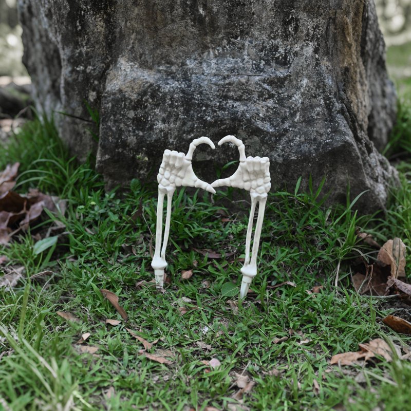 Halloween Skeleton Hand Stakes - Love Pose Lawn Decorations, 17 Inch Outdoor Yard Decor