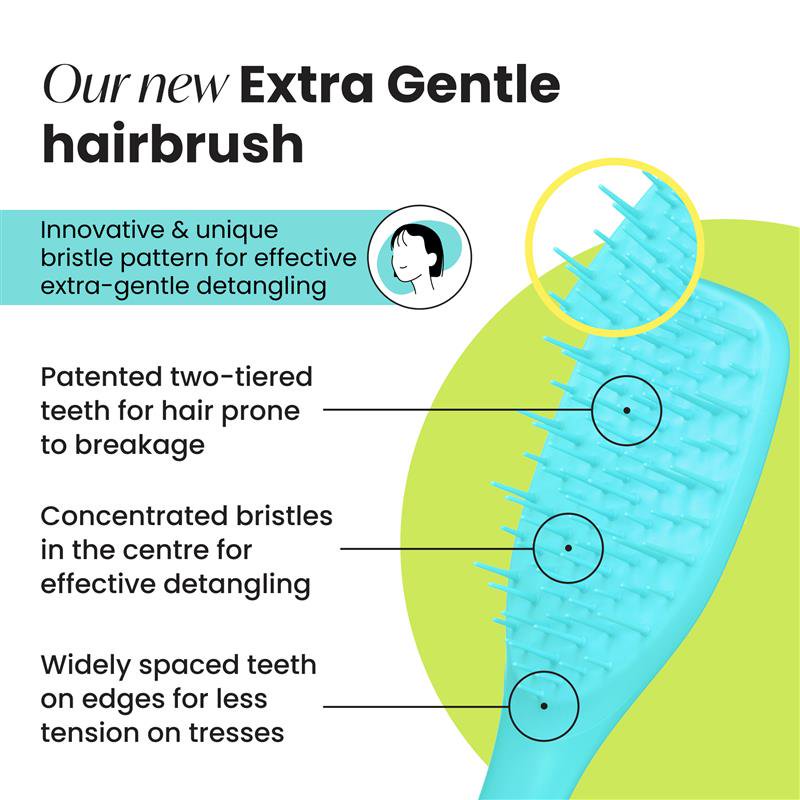 Extra Gentle Detangling Hairbrush - Turquoise Green