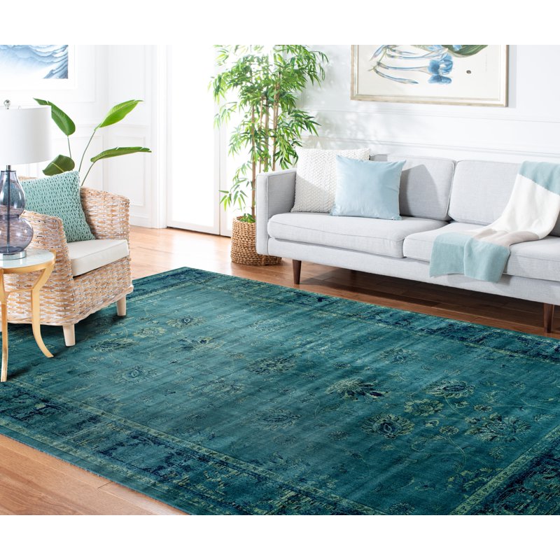 Vintage Jaxon Bordered Area Rug - Turquoise Multi 5'3" x 7'6"