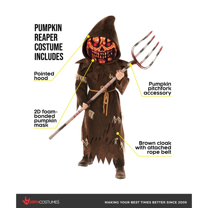 Boys Pumpkin Monster Brown Fork Halloween Costume - Size M Variation of THIS listing