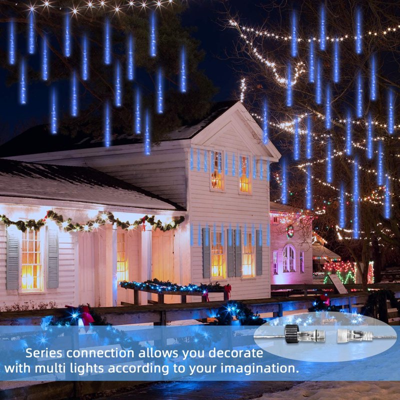 30cm Blue Meteor Shower Rain Lights - Waterproof Outdoor Christmas Garden Decor