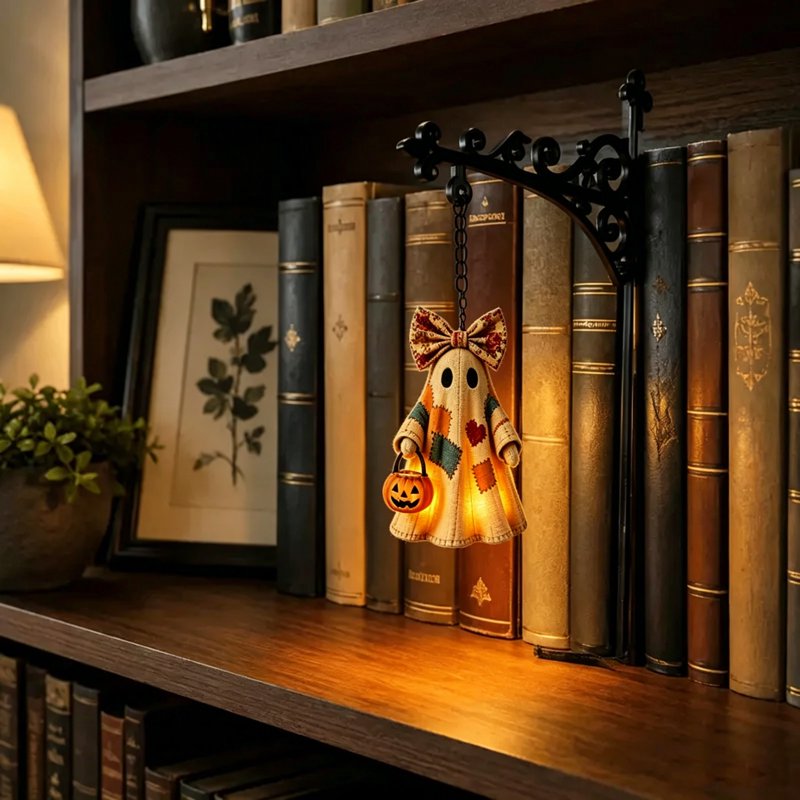 Halloween Bookshelf Lamp AA13 - Ghost Lantern Decorative Lighting for Indoor Halloween Decor