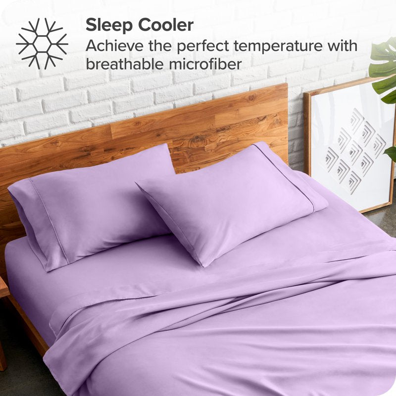 Lavender Microfiber Pillowcase Set - Hypoallergenic King Bedding 2 Pieces