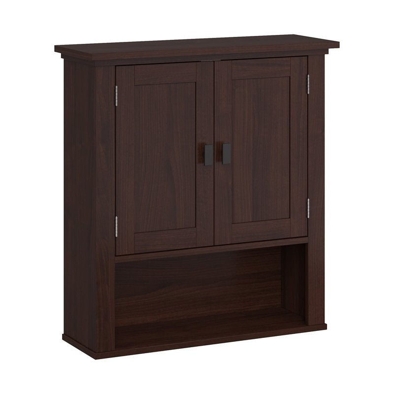 Bathroom Medicine Cabinet Wall Shelf Storage - Dark Veneer, 2-Door, RiverRidge Hayward