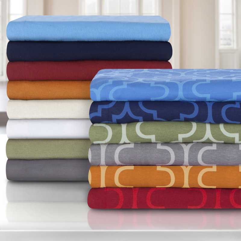 King Light Blue Cotton Flannel Duvet Cover Set - Reversible Trellis Pattern