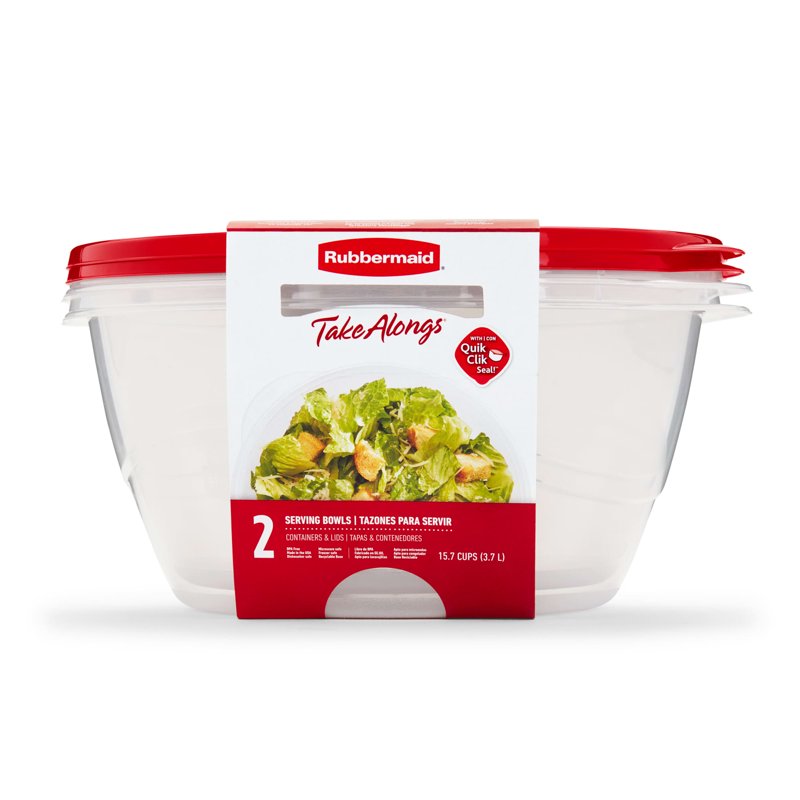 15.7 Cup Food Storage Containers - 2 Count Red Serving Bowls