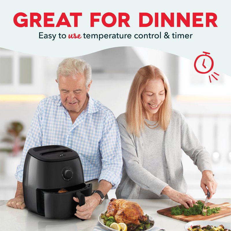 Electric Air Fryer Oven - 6 Qt Family Size, 1700W, Black