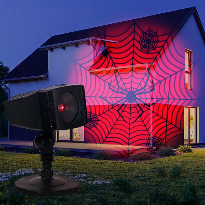Halloween Spider Web Light Projector with Falling Spiders - Outdoor Decor