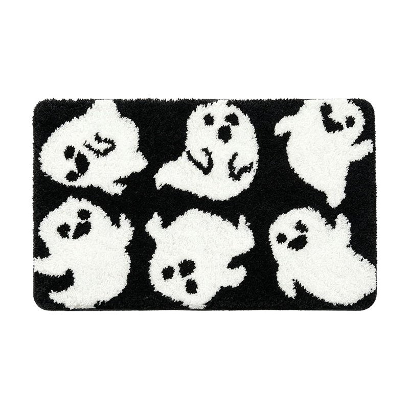 Halloween Door Mat 16x24 Inch Ghost Tufted Floor Rug Indoor Front Door Decor - Black, Ghost-P