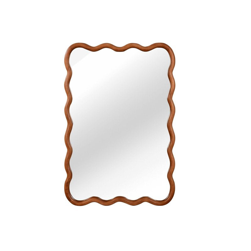 Wall Mirror 20x30 Wavy Rectangle Solid Wood Frame - Yellowish Finish