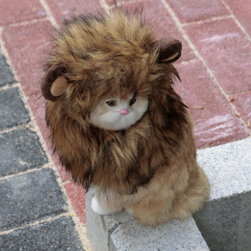 Lion Mane Wig for Cats - Small Size Brown Furry Pet Costume Accessory