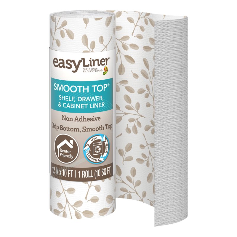 Smooth Top Shelf Liner - Taupe Buds, 12 in. x 10 ft., 2 Pack