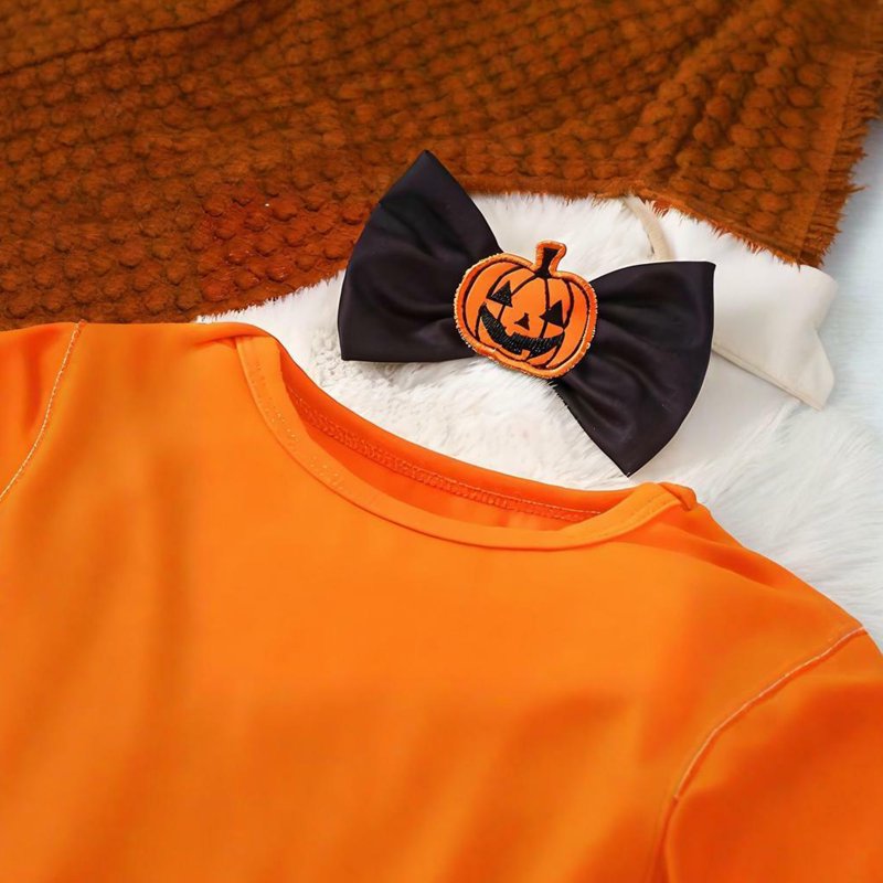 Baby Girls Halloween Dress Suit 0-3 Months Long Sleeve Suspender Romper with Headband