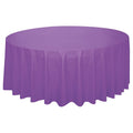 84 Inch Purple Round Plastic Table Cover for Parties and Events