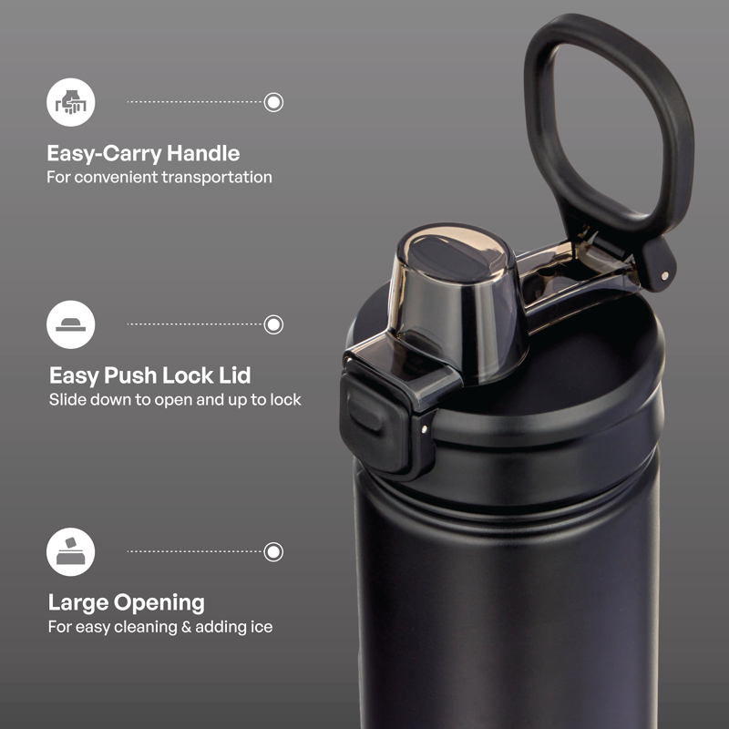 18oz Stainless Steel Ranger Push Water Bottle - Black