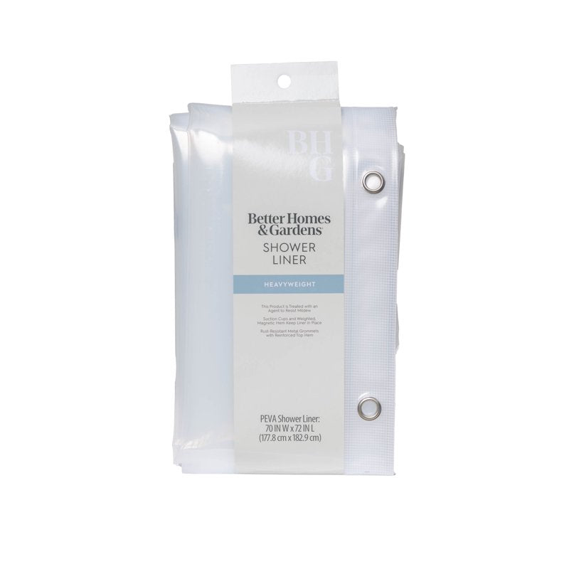 Heavyweight Clear PEVA Shower Liner - 70 x 72 Inches, Mildew Resistant