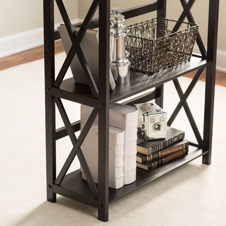 Montego 63'' Solid Rubberwood Bookcase - Walnut Finish