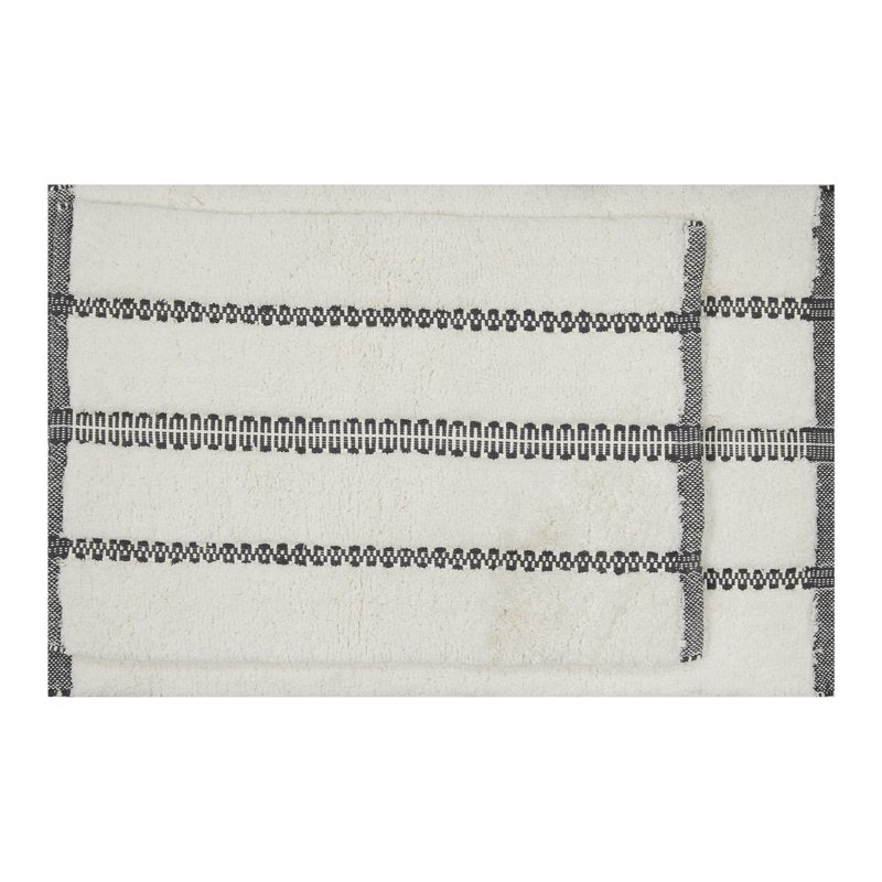 Bath Rug Set - Grey Shadow & Vanilla Dream 17 x 24 & 20 x 30 Inches Cotton, Striped Home Decor
