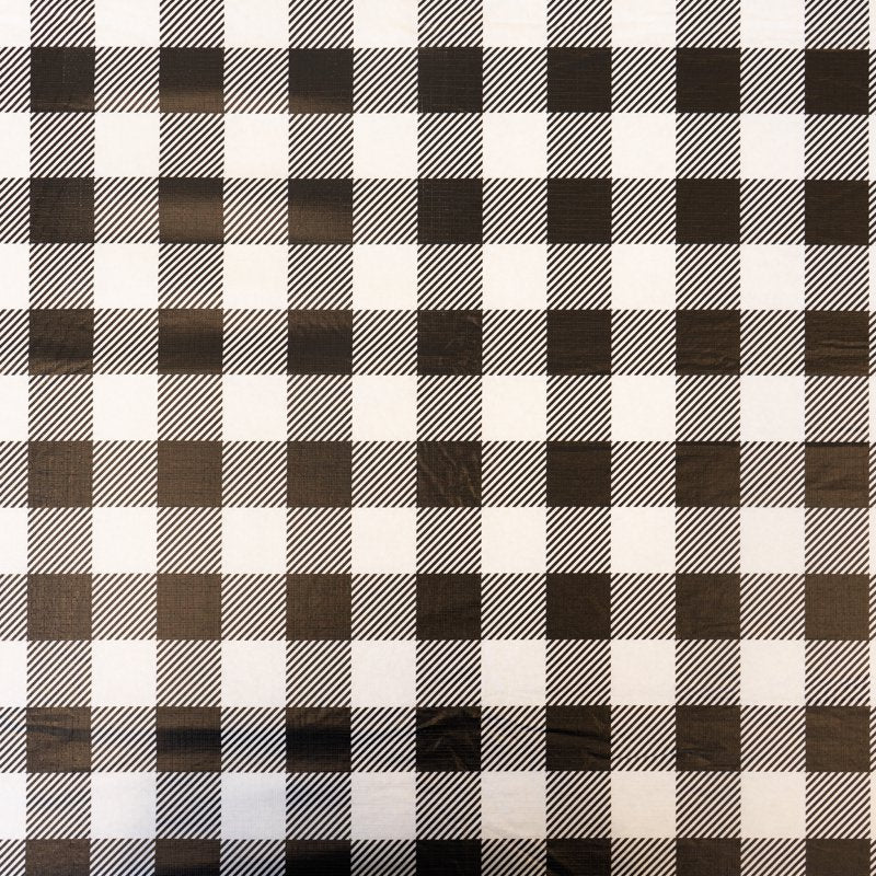 Elastic Fitted Waterproof Vinyl Table Cover - Gingham Black, 4 Pack
