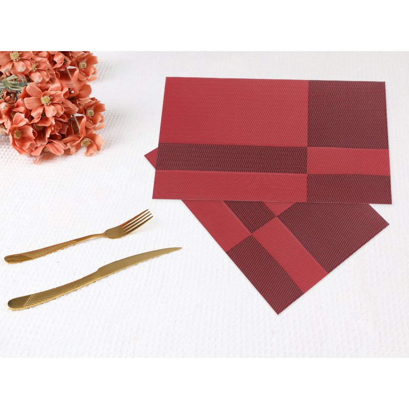 Set of 8 Red Placemats for Kitchen Table Decor - Non-Slip
