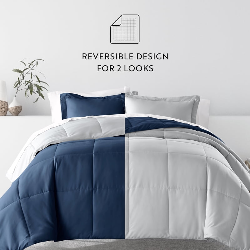 Queen Reversible Comforter Set with Patterned Sheets, 7-Piece Bedding Bundle