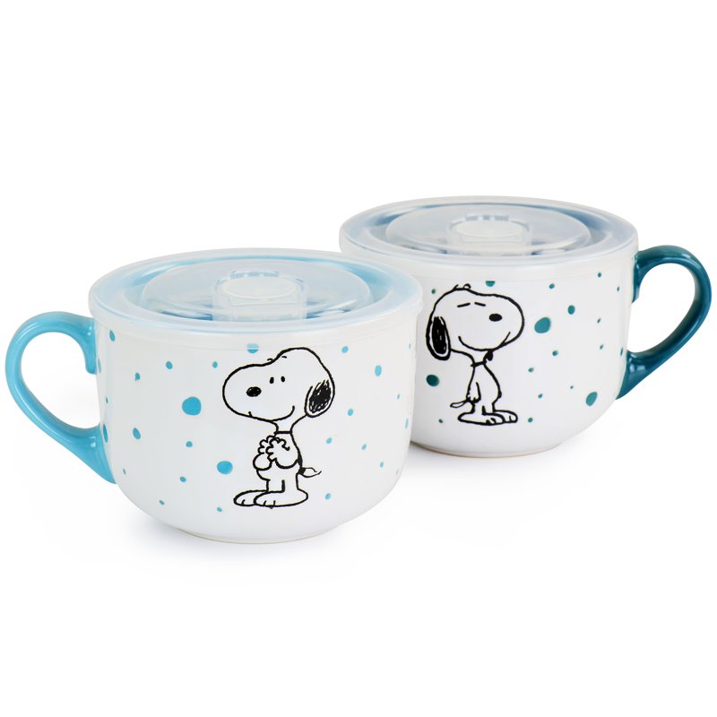 Snoopy Stoneware Soup Cup Set - 25oz, 4 Assorted Designs