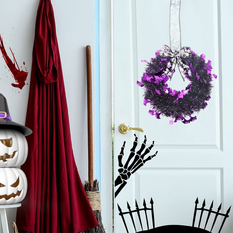 Halloween & Thanksgiving Wreath with Maple Leaves, Pumpkins, Pine Cones - L-9