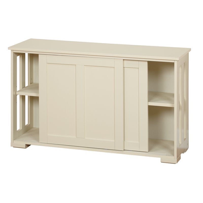 Sliding Wood Doors Stackable Storage Cabinet - Antique White