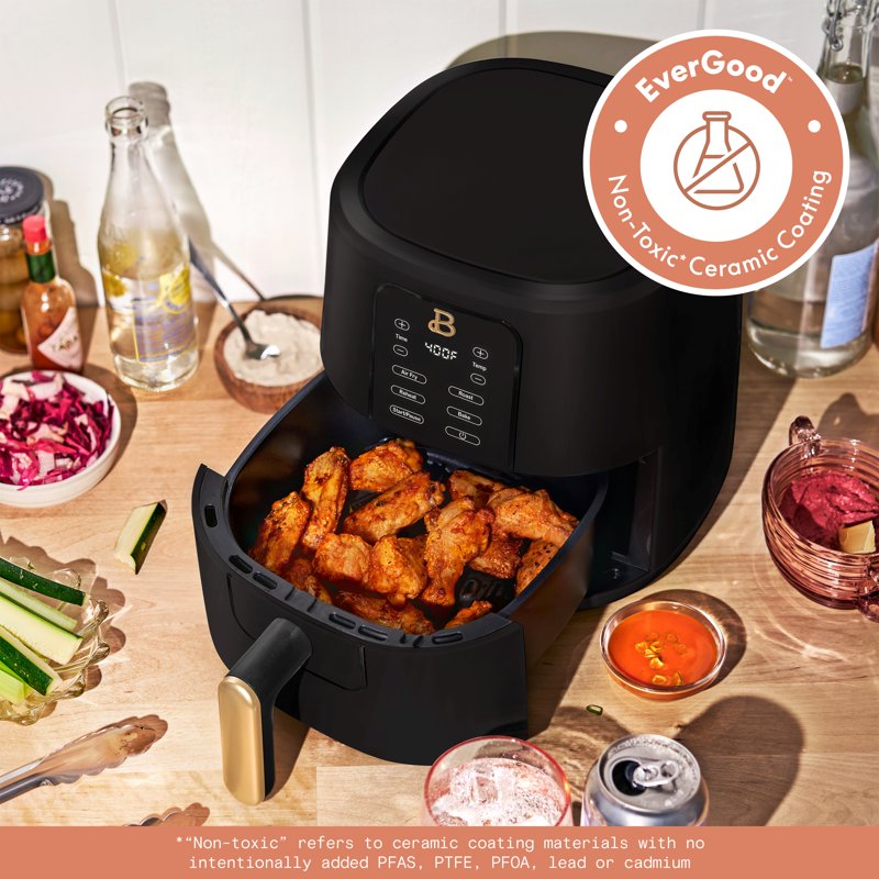3 Qt Air Fryer with TurboCrisp Technology, Nonstick Ceramic - Black