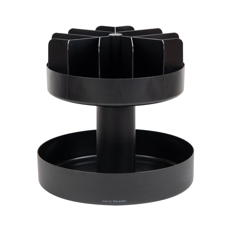 2-Tier Snack Carousel Organizer - 360-Degree Rotating - Black