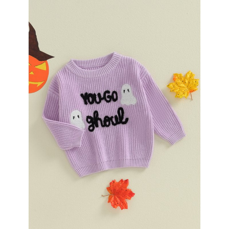 Baby Girl Sweater Halloween Ghost Letters Embroidery 12-24 Months Loicainy Style 10