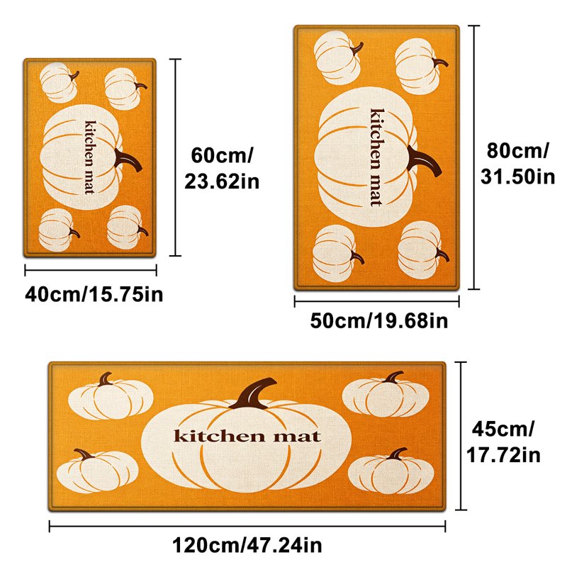 Halloween White Pumpkin Flannel Kitchen & Entryway Rug - 15.7x23.6 Inches
