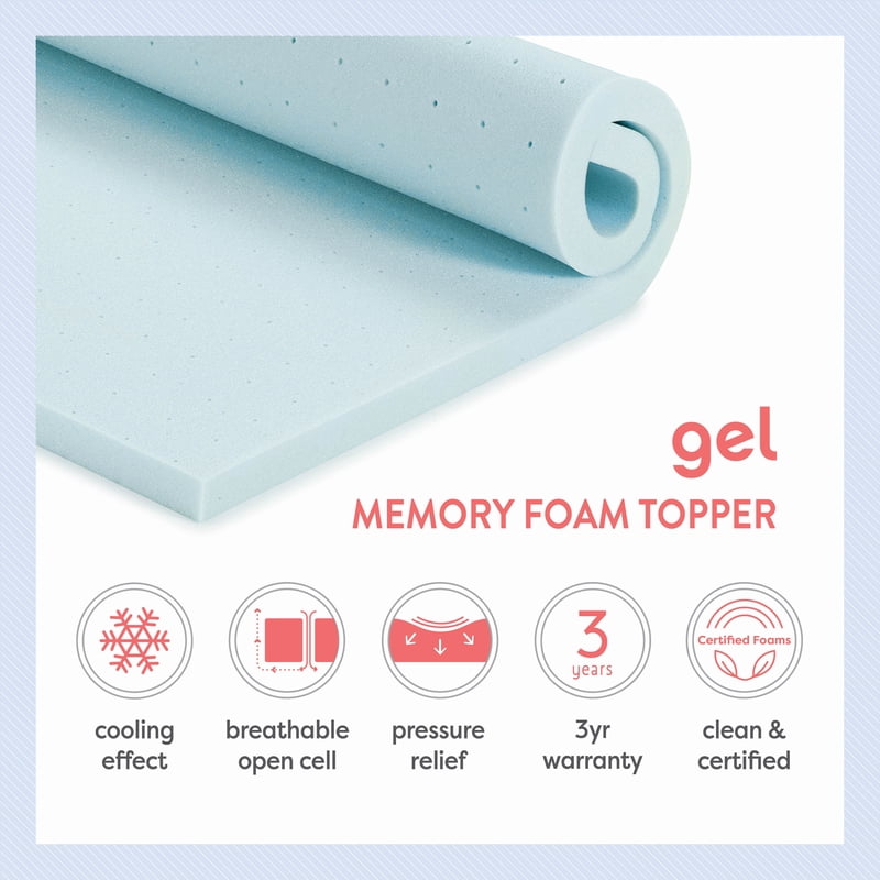 Queen 3-Inch Cooling Gel Ventilated Memory Foam Mattress Topper
