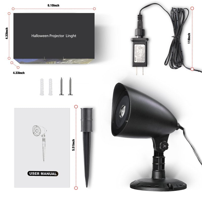 Outdoor Halloween Projector Lights - White Reaper 3D Dynamic Design with Timer