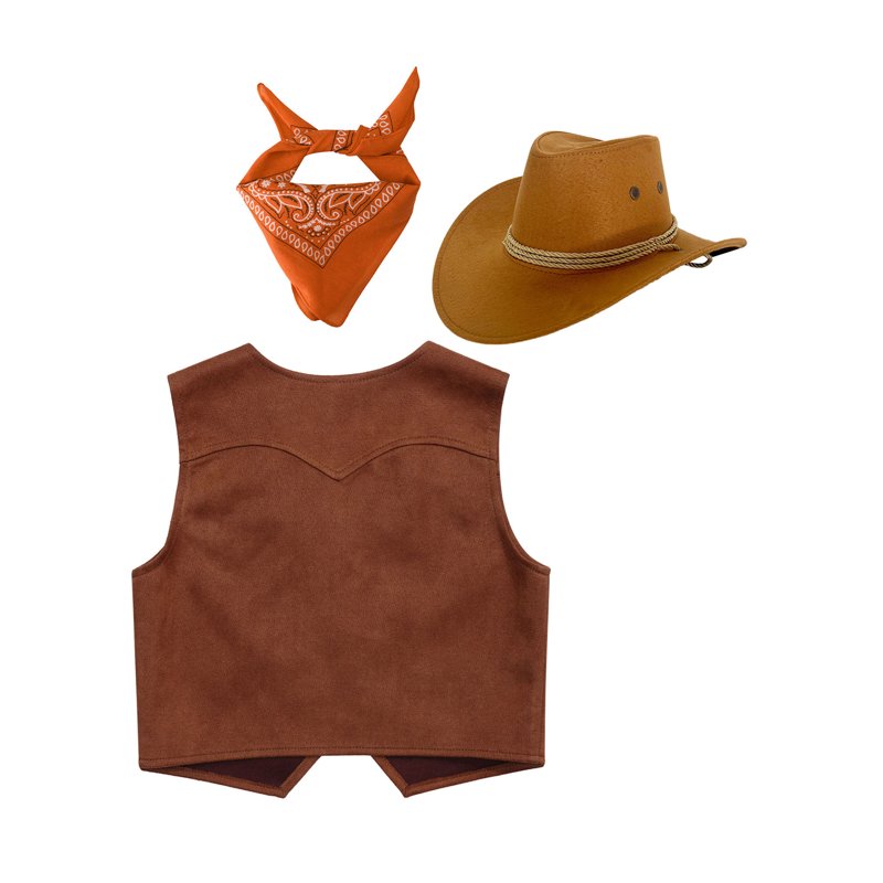 Kids Cowboy Costume for Boys and Girls - Orange 8 - Western Rodeo Dress Up