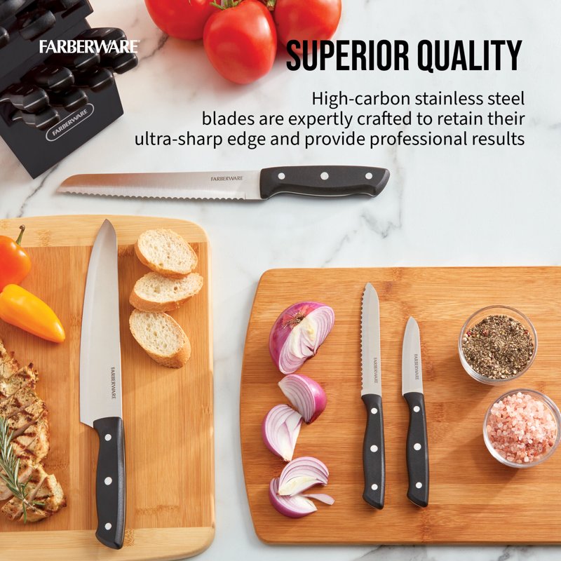 20-Piece Cutlery Knife Block Set with Kitchen Shears - Black