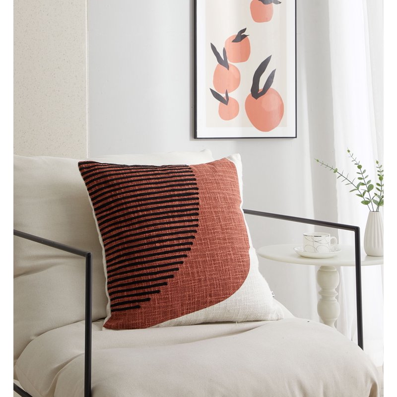 Decorative Throw Pillow - 18x18 Inch Square Cushion with Geometric Pattern - Red Canyon - Variation 1