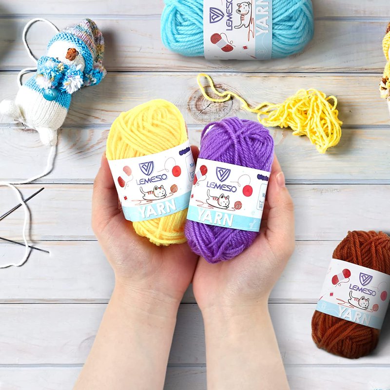 12 Skeins Acrylic Yarn for Knitting and Crochet - Multicolor, 28 Yards Each