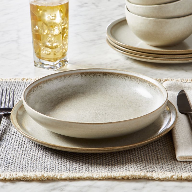 8.9-Inch Stoneware Dinner Bowl - Cream, 4 Pack