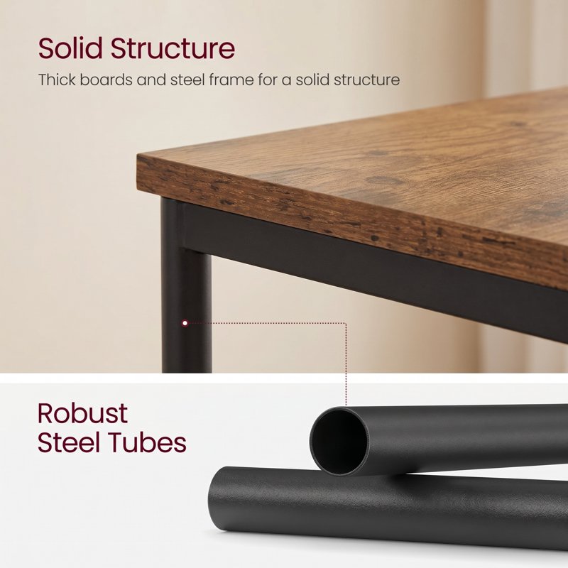 2-Tier Industrial End Table - Rustic Brown & Ink Black