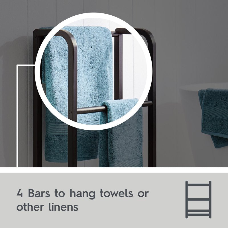 Freestanding Towel Rack with Wooden Finish - Black, 20.5 x 8 x 33.5 in - Better Homes & Gardens Juliet
