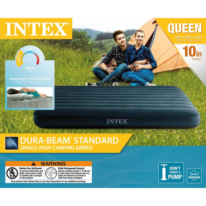 Intex Queen Size Dura-Beam Air Mattress - Midnight Green, 10 Inch