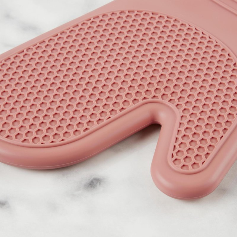 Honeycomb Silicone and Cotton Oven Mitt & Pot Holder Set - Dusty Rose