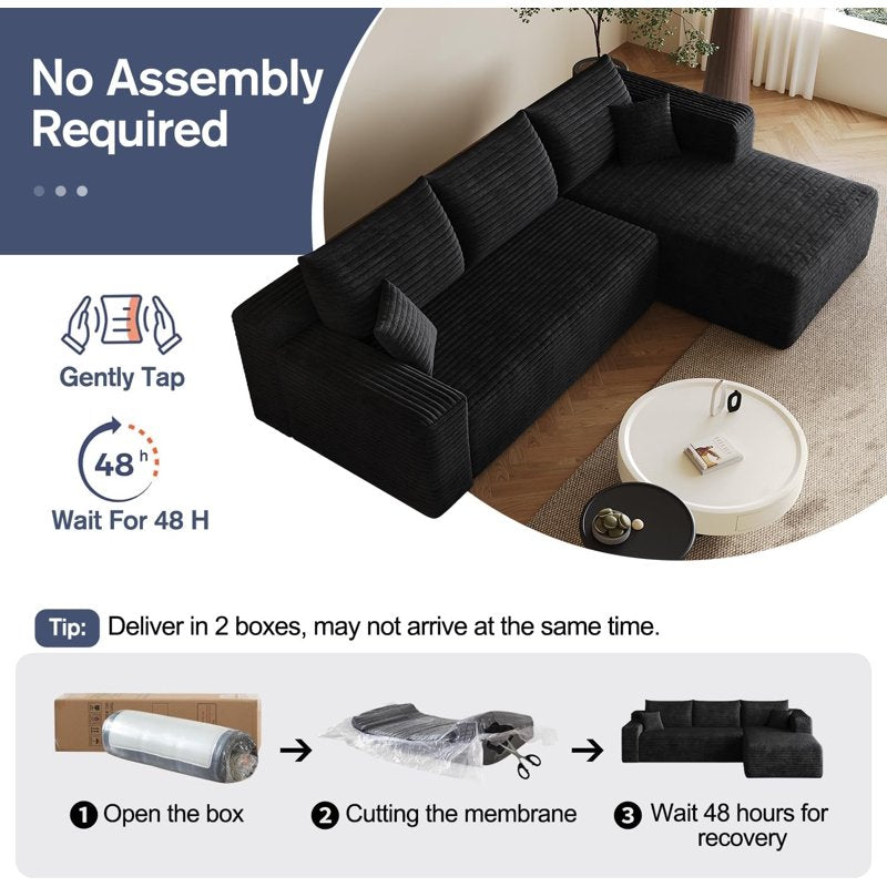 L-Shaped Cloud Couch Sectional Sofa with Chaise - Modular Design