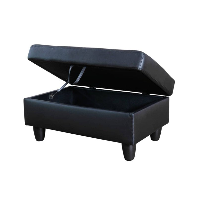 Folding Leather Storage Ottoman Bench with Button Tufted Top