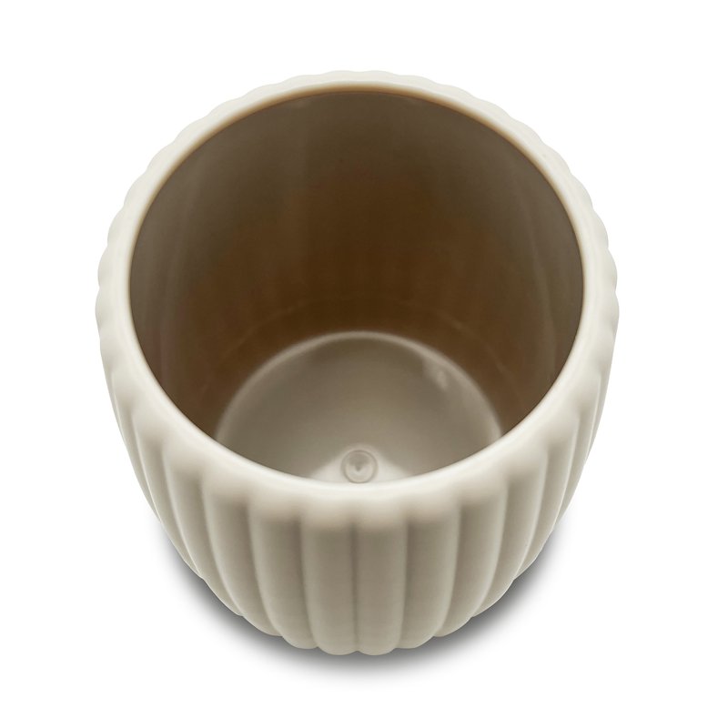 Rubberized Plastic Toothbrush Holder - Modern Ribbed Design, Beige